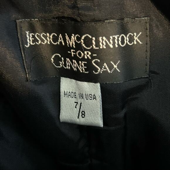 Vintage 80s Jessica McClintock Gunne Sax Black Strapless Mini Dress 7/8 - Picture 8 of 11